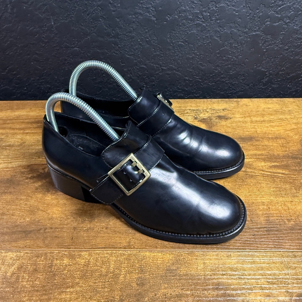Eden Lavorazione Artigiana Black Leather Monk Strap Loafers Womens 38